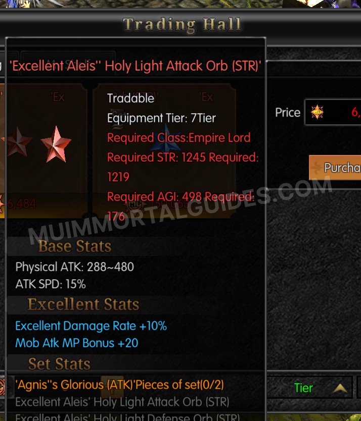 Screenshot of Excellent Aleis' Holy Light Attack Orb (STR)