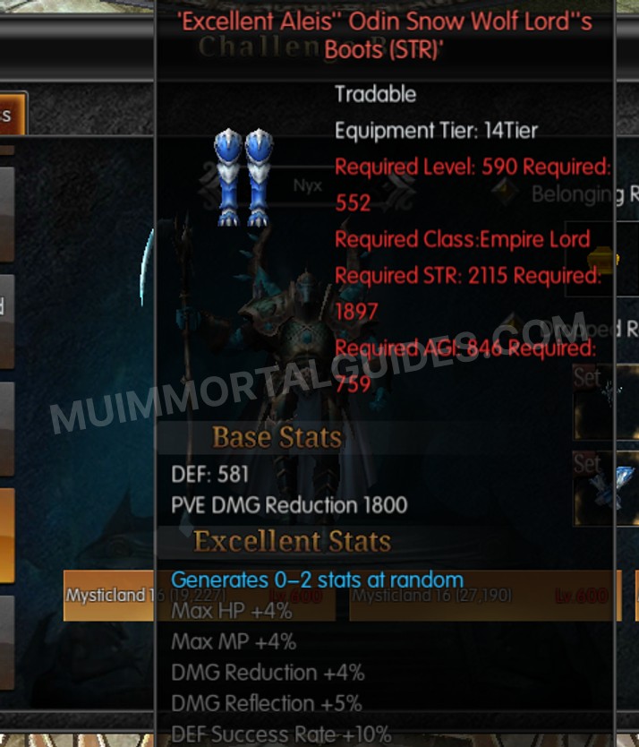 Screenshot of Excellent Aleis' Odin Snow Wolf Lord's Boots (STR)