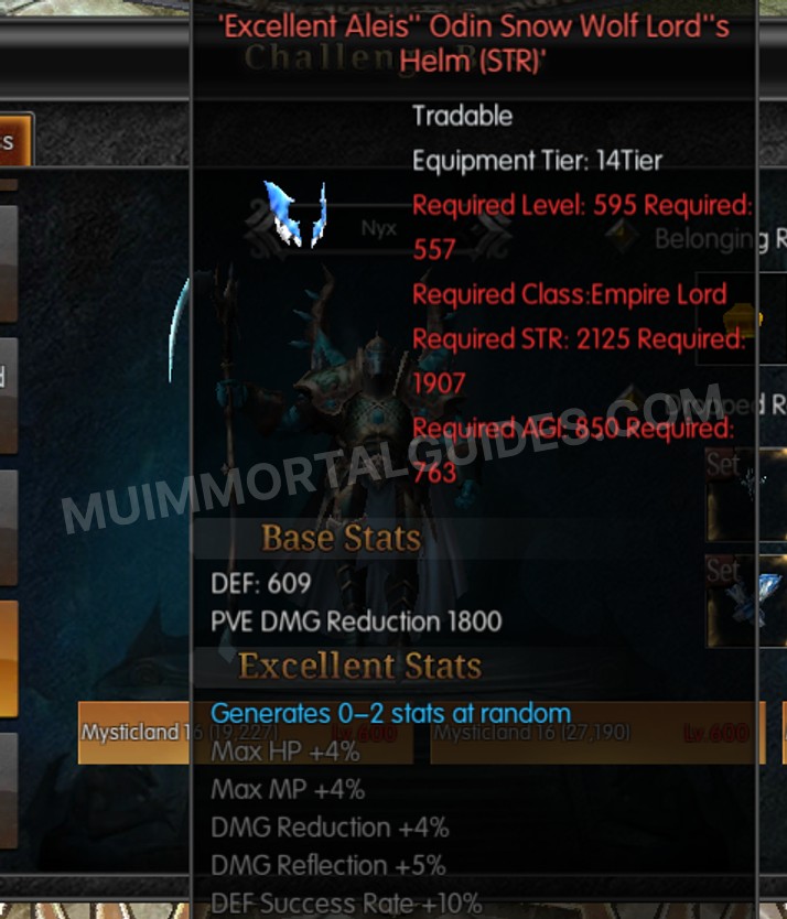 Screenshot of Excellent Aleis' Odin Snow Wolf Lord's Helm (STR)