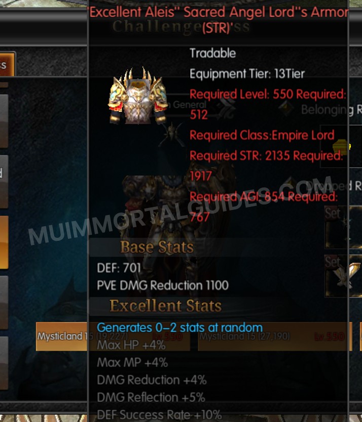 Screenshot of Excellent Aleis' Sacred Angel Lord's Armor (STR)