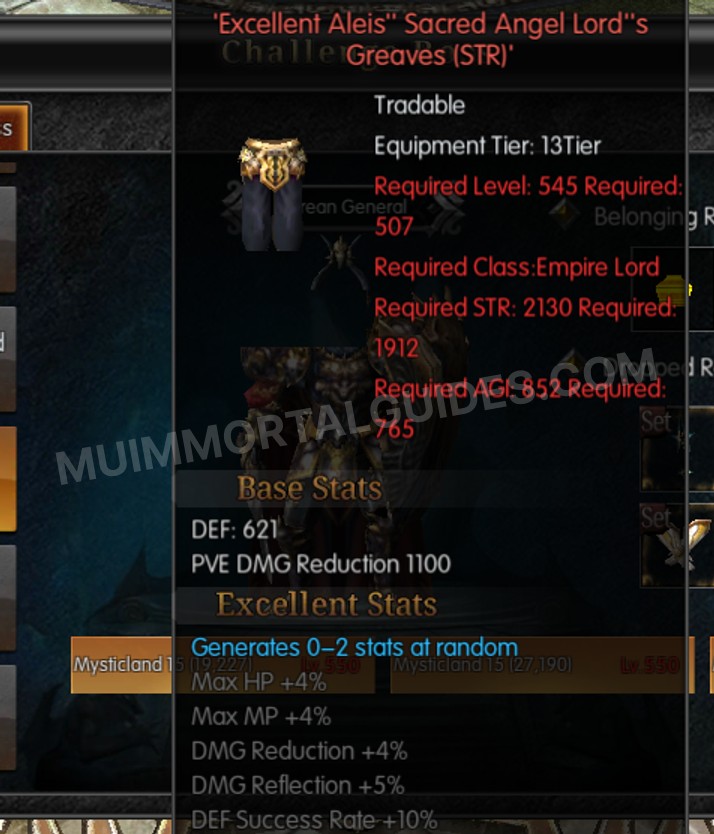 Screenshot of Excellent Aleis Sacred Angel Lord's Greaves (STR)