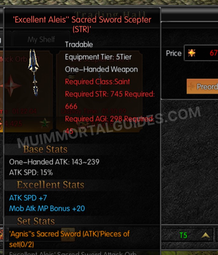 Screenshot of Excellent Aleis' Sacred Sword Scepter (STR)