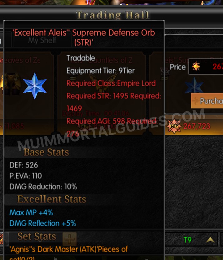 Screenshot of Excellent Aleis' Supreme Defense Orb (STR)