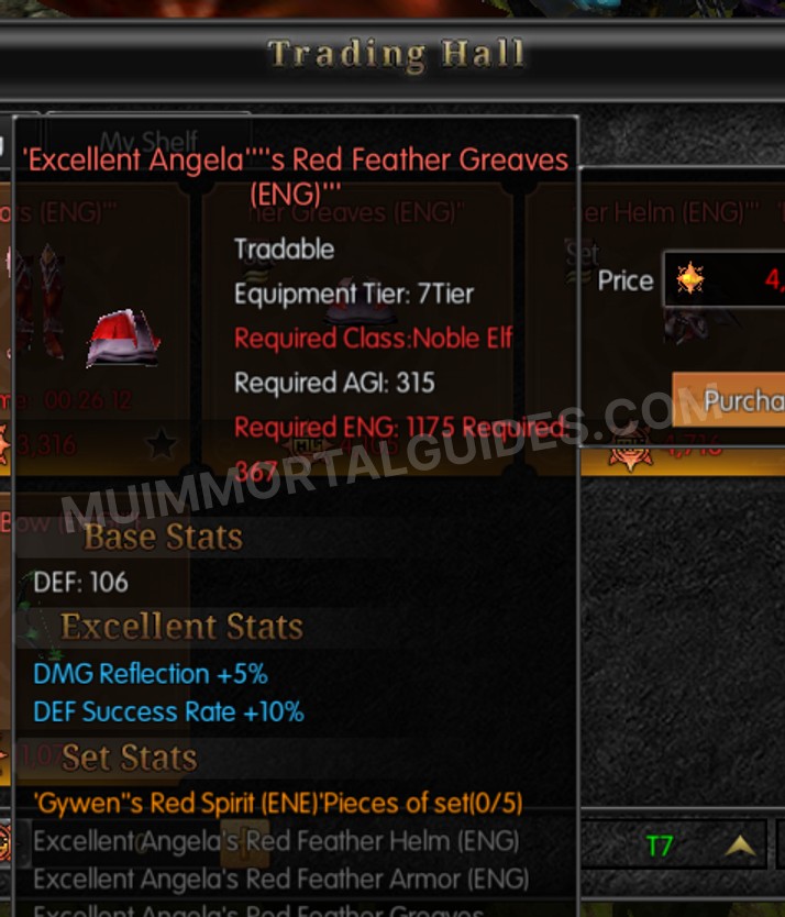 Screenshot of Excellent Angela's Red Feather Greaves (ENG)
