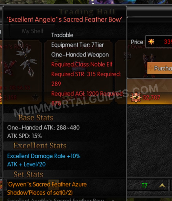 Screenshot of Excellent Angela's Sacred Feather Bow