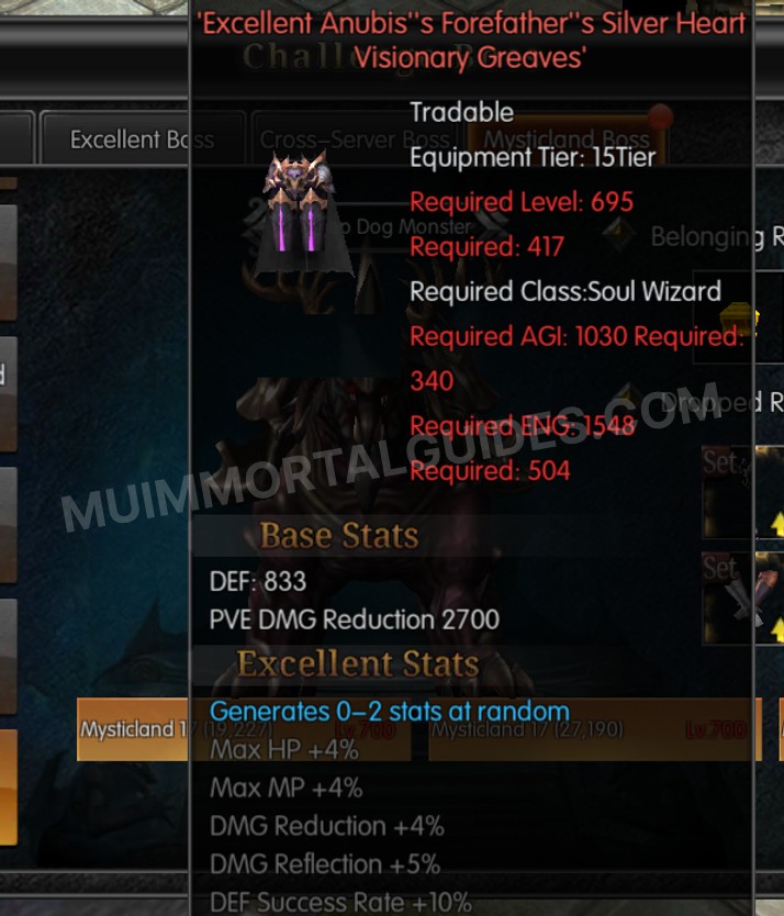 Screenshot of Excellent Anubis's Forefather's Silver Heart Visionary Greaves