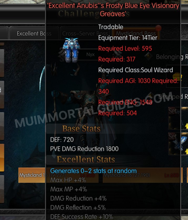 Screenshot of Excellent Anubis's Frosty Blue Eye Visionary Greaves