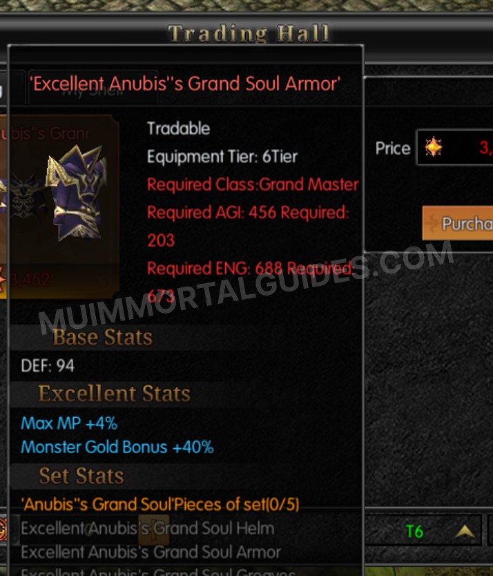 Screenshot of Excellent Anubis's Grand Soul Armor