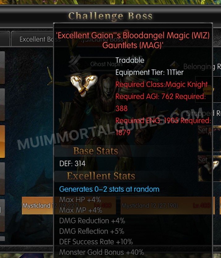 Screenshot of Excellent Gaion's Bloodangel Magic (WIZ) Gauntlets (MAG)