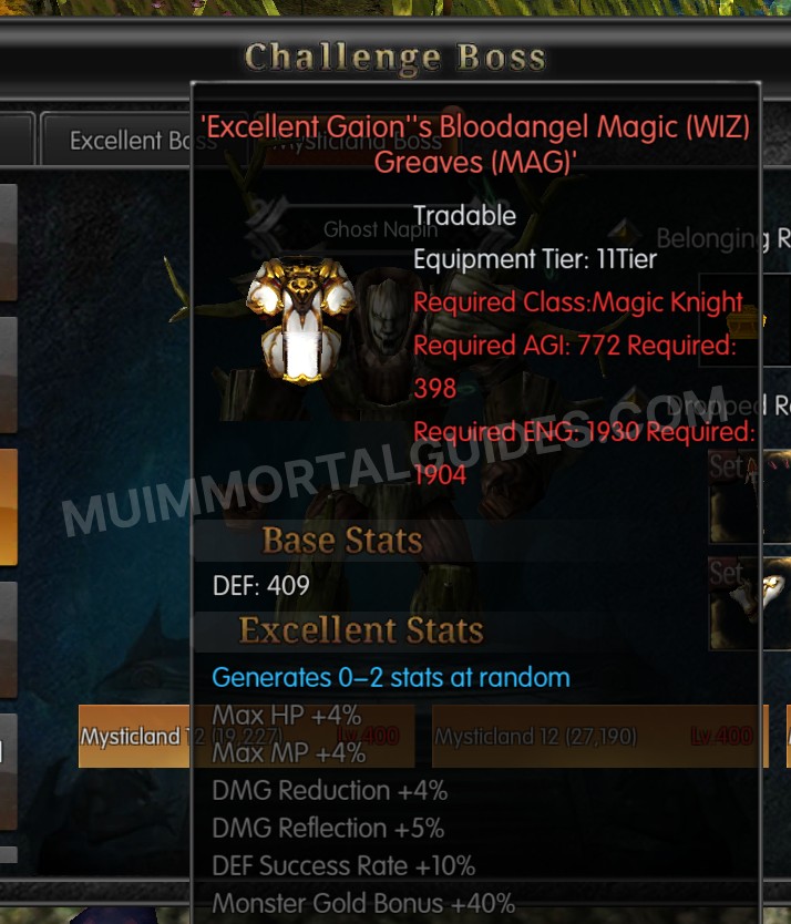 Screenshot of Excellent Gaion's Bloodangel Magic (WIZ) Greaves (MAG)
