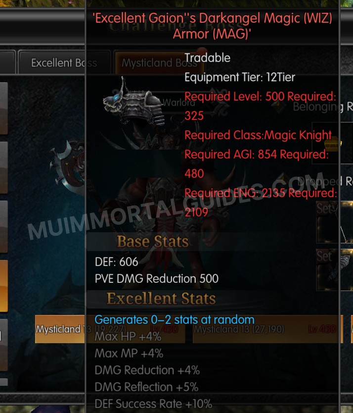 Screenshot of Excellent Gaion's Darkangel Magic (WIZ) Armor (MAG)