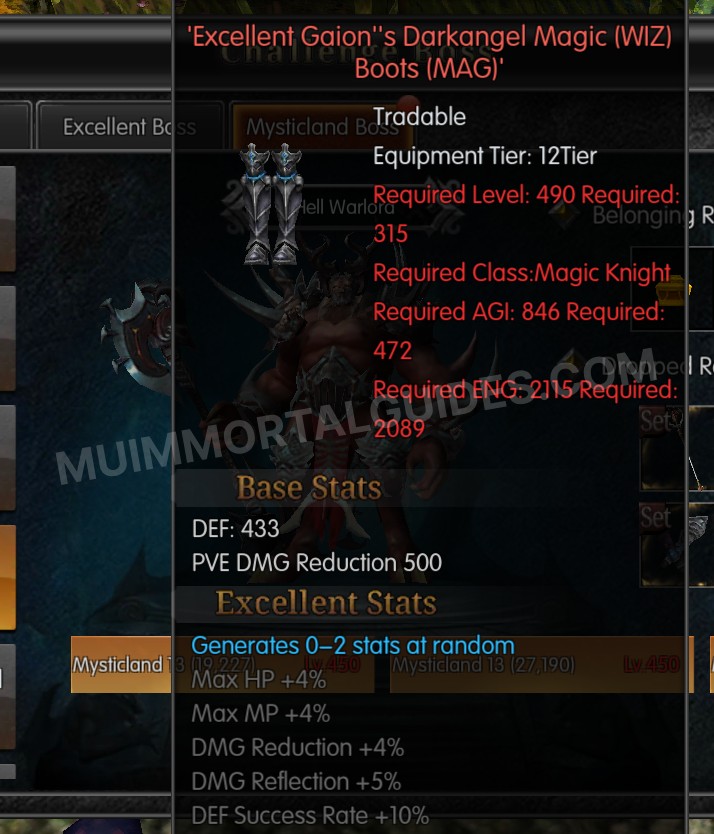 Screenshot of Excellent Gaion's Darkangel Magic (WIZ) Boots (MAG)