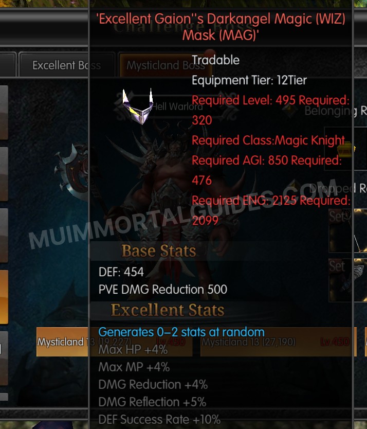 Screenshot of Excellent Gaion's Darkangel Magic (WIZ) Mask (MAG)