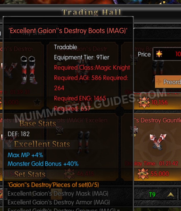 Screenshot of Excellent Gaion's Destroy Boots (MAG)