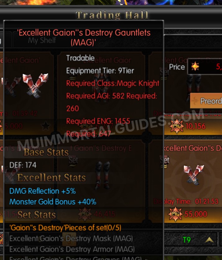 Screenshot of Excellent Gaion's Destroy Gauntlets (MAG)