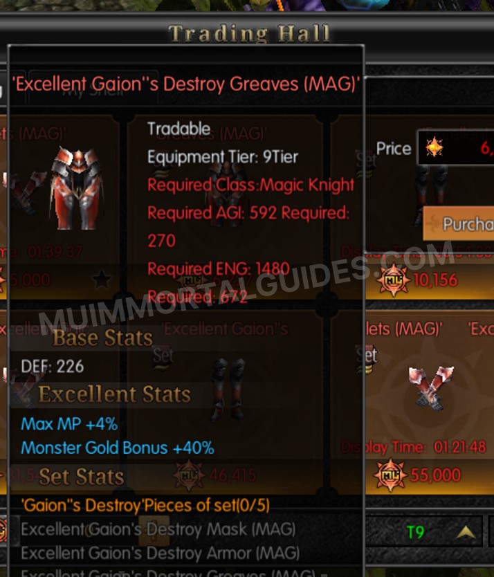 Screenshot of Excellent Gaion's Destroy Greaves (MAG)
