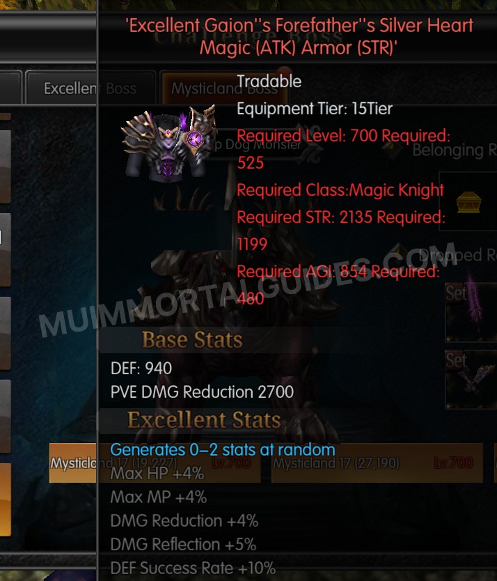 Screenshot of Excellent Gaion's Forefather's Silver Heart Magic (ATK) Armor (STR)