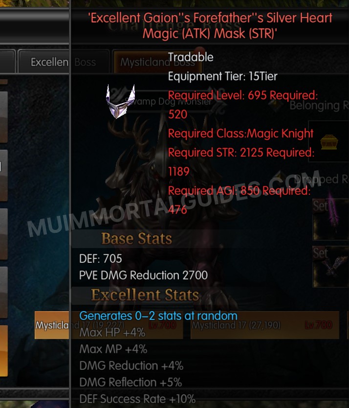 Screenshot of Excellent Gaion's Forefather's Silver Heart Magic (ATK) Mask (STR)