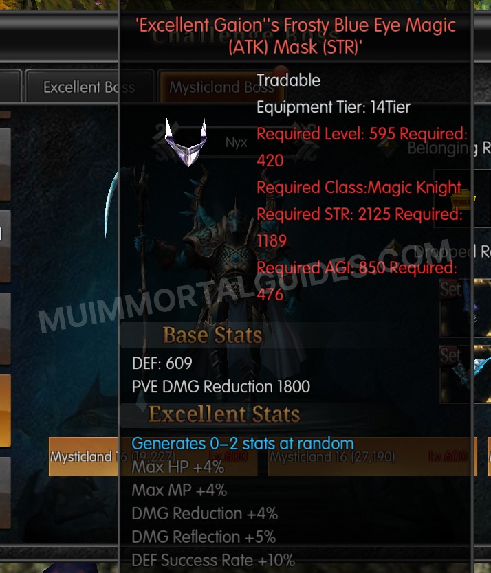 Screenshot of Excellent Gaion's Frosty Blue Eye Magic (ATK) Mask (STR)