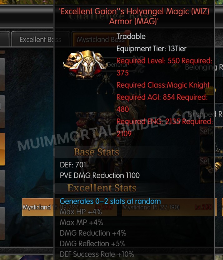 Screenshot of Excellent Gaion's Holyangel Magic (WIZ) Armor (MAG)