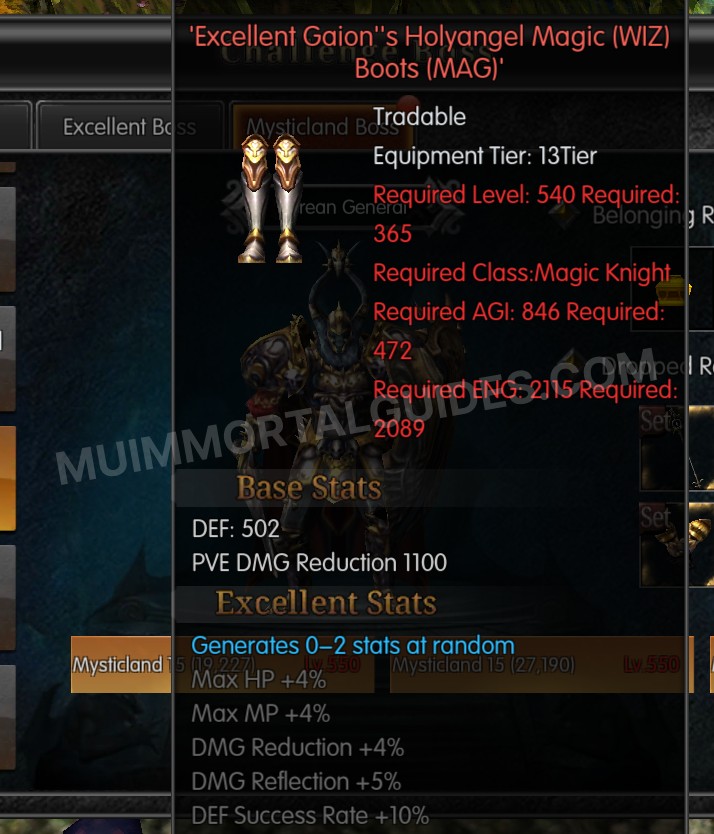 Screenshot of Excellent Gaion's Holyangel Magic (WIZ) Boots (MAG)