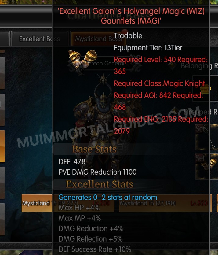 Screenshot of Excellent Gaion's Holyangel Magic (WIZ) Gauntlets (MAG)