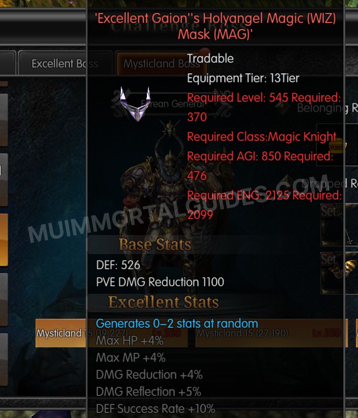 Screenshot of Excellent Gaion's Holyangel Magic (WIZ) Mask (MAG)