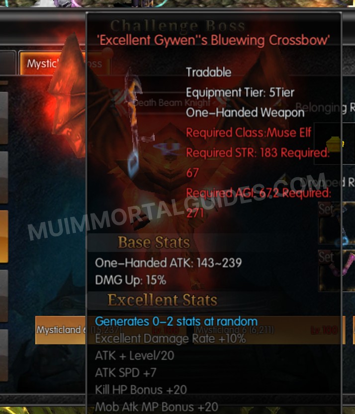 Screenshot of Excellent Gywen's Bluewing Crossbow