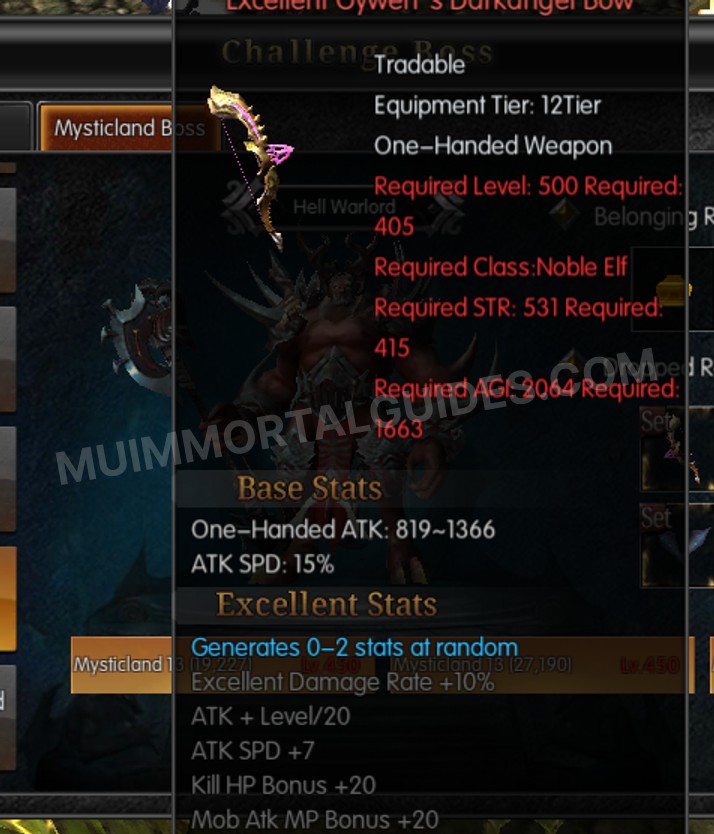Screenshot of Excellent Gywen's Darkangel Bow