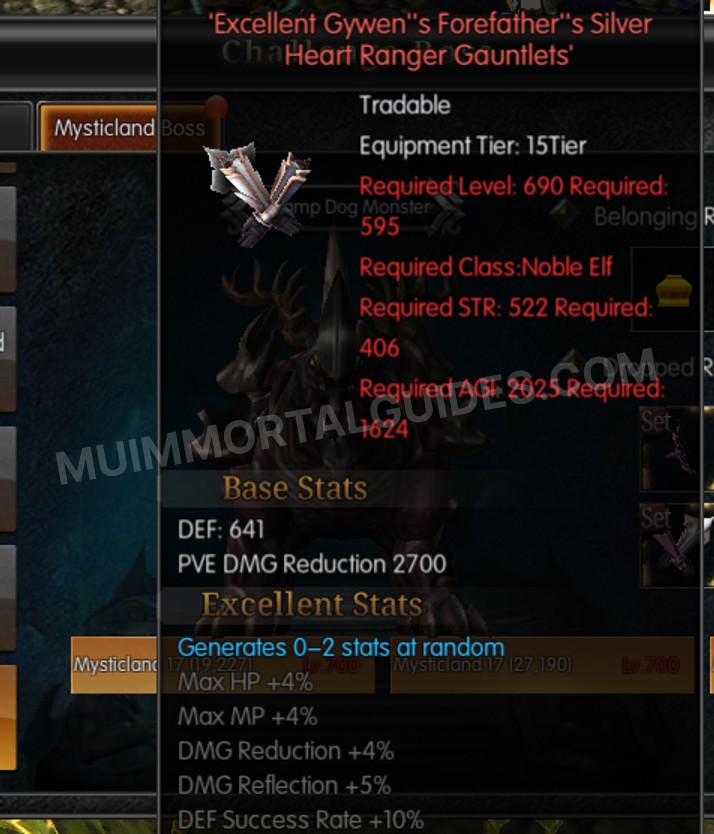 Screenshot of Excellent Gywen's Forefather's Silver Heart Ranger Gauntlets