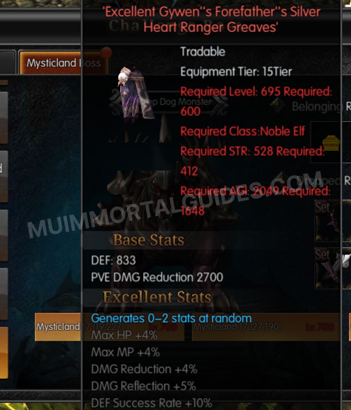 Screenshot of Excellent Gywen's Forefather's Silver Heart Ranger Greaves