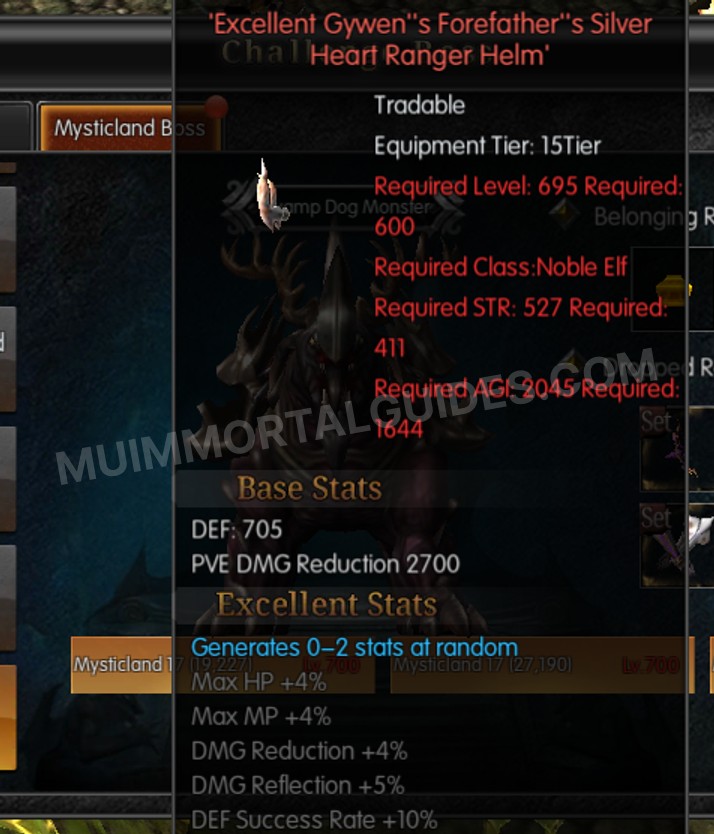 Screenshot of Excellent Gywen's Forefather's Silver Heart Ranger Helm