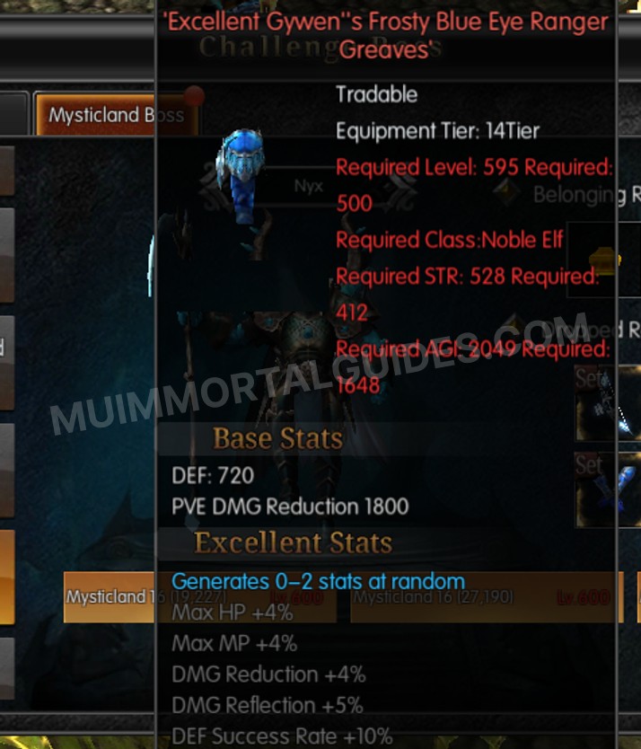 Screenshot of Excellent Gywen's Frosty Blue Eye Ranger Greaves