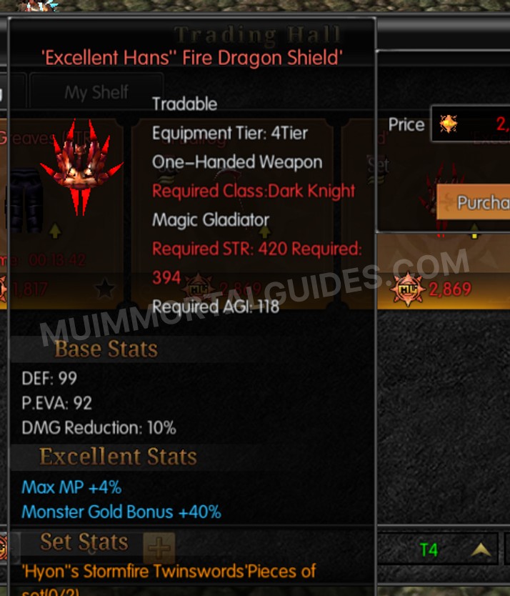 Screenshot of Excellent Hans' Fire Dragon Shield