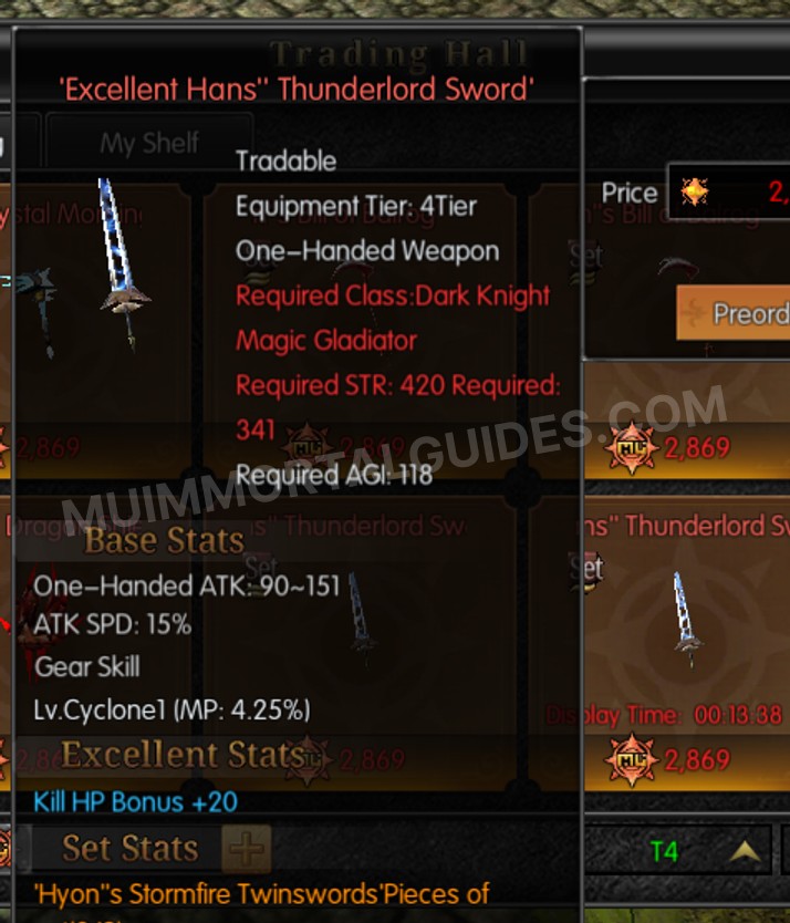Screenshot of Excellent Hans' Thunderlord Sword