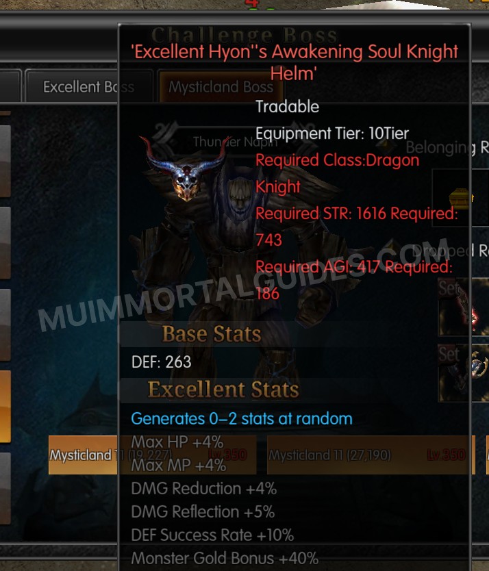 Screenshot of Excellent Hyon's Awakening Soul Knight Helm