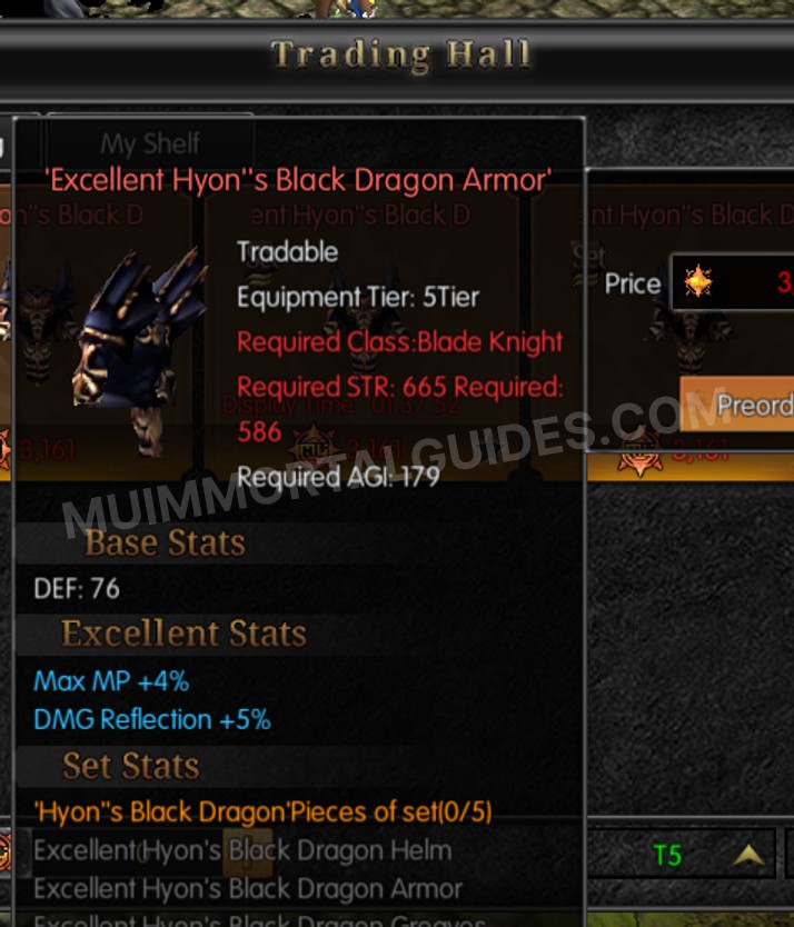 Screenshot of Excellent Hyon's Black Dragon Armor