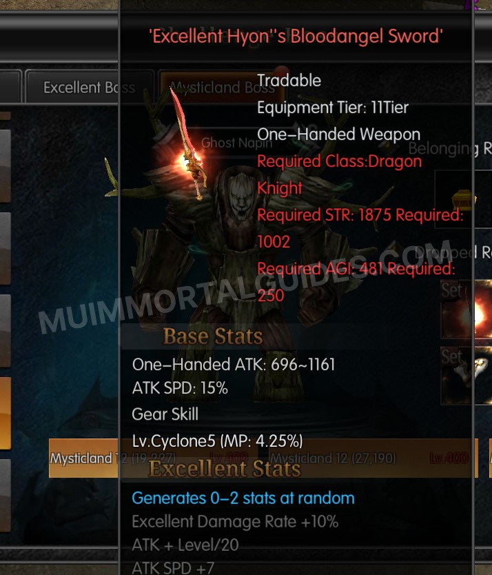 Screenshot of Excellent Hyon's Bloodangel Sword