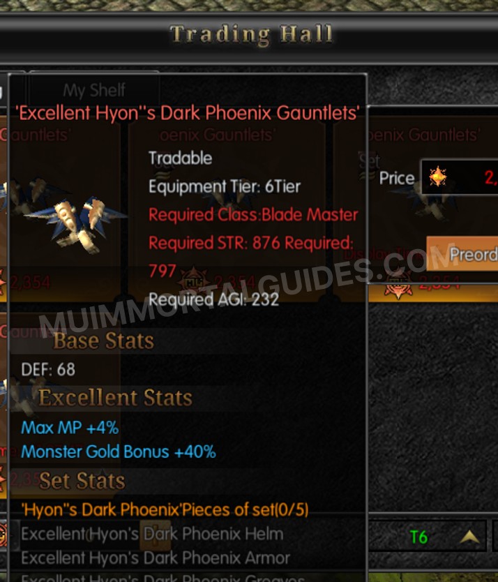 Screenshot of Excellent Hyon's Dark Phoenix Gauntlets
