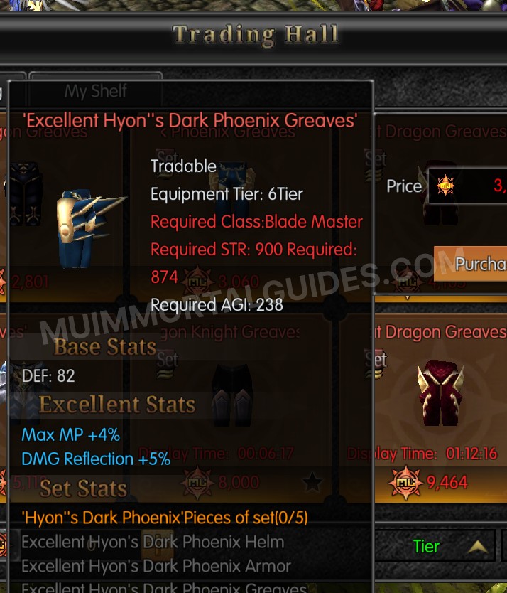 Screenshot of Excellent Hyon's Dark Phoenix Greaves