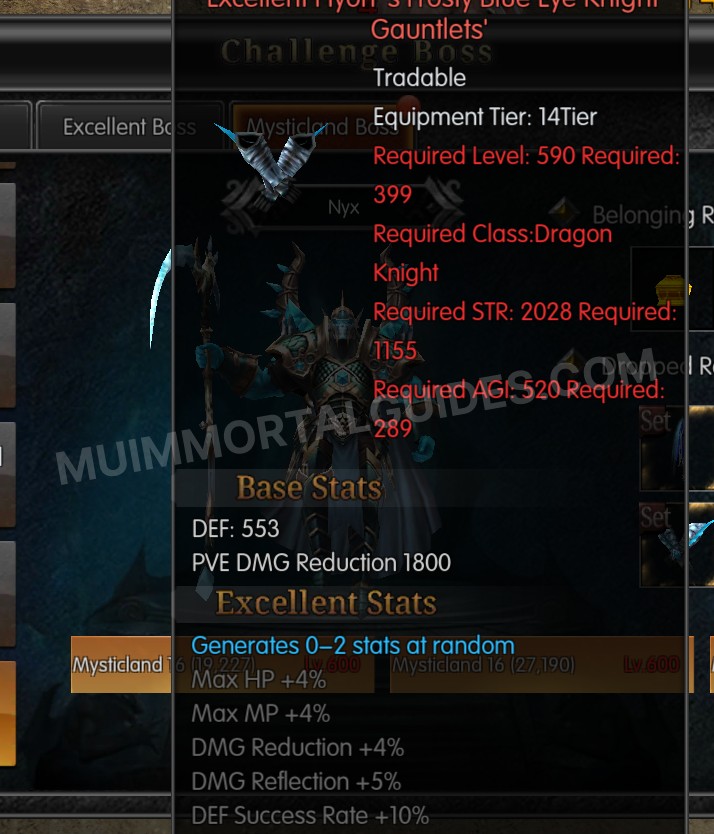 Screenshot of Excellent Hyon's Frosty Blue Eye Knight Gauntlets