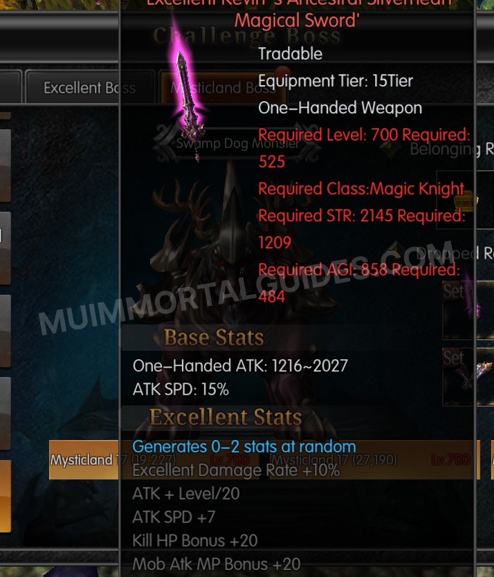 Screenshot of Excellent Kevin's Ancestral Silverheart Magical Sword