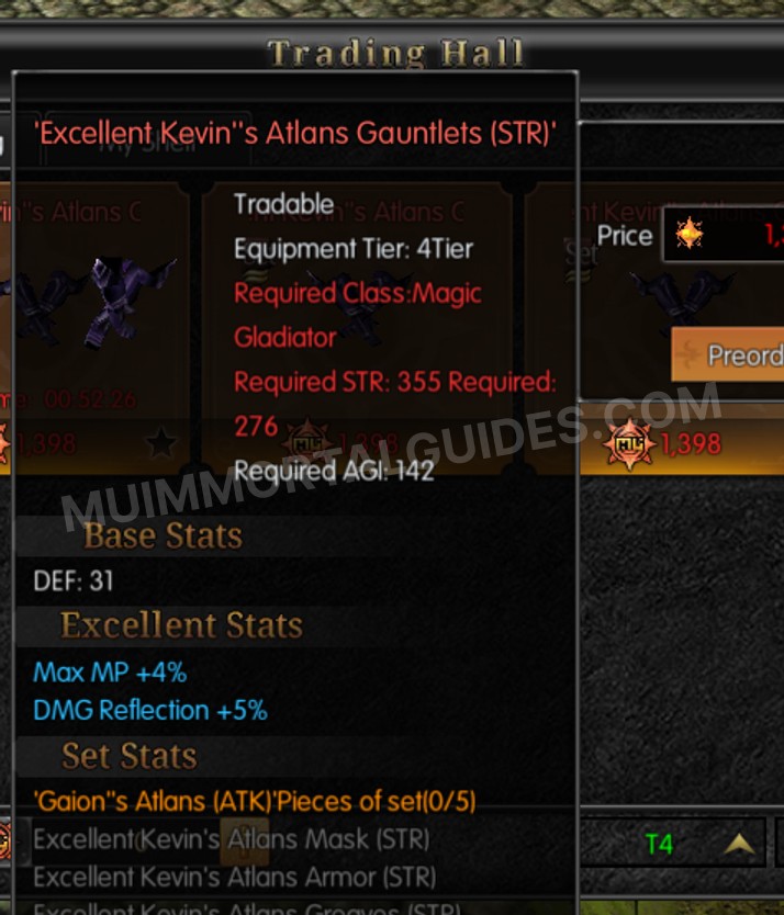Screenshot of Excellent Kevin's Atlans Gauntlets (STR)
