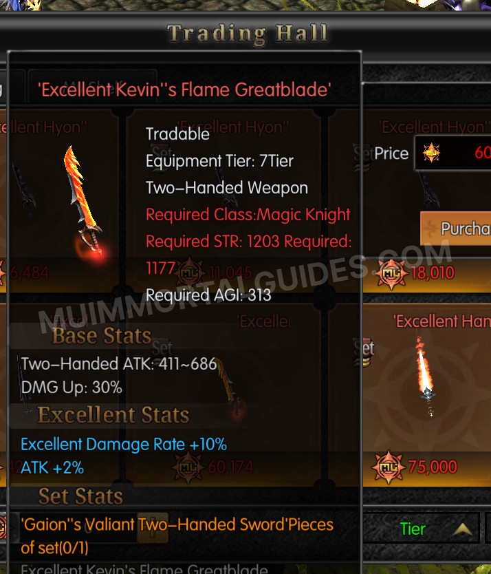 Screenshot of Excellent Kevin's Flame Greatblade