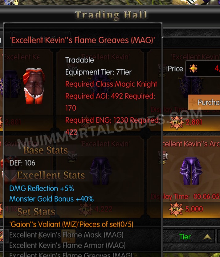 Screenshot of Excellent Kevin's Flame Greaves (MAG)