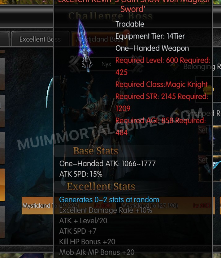 Screenshot of Excellent Kevin's Odin Snow Wolf Magical Sword