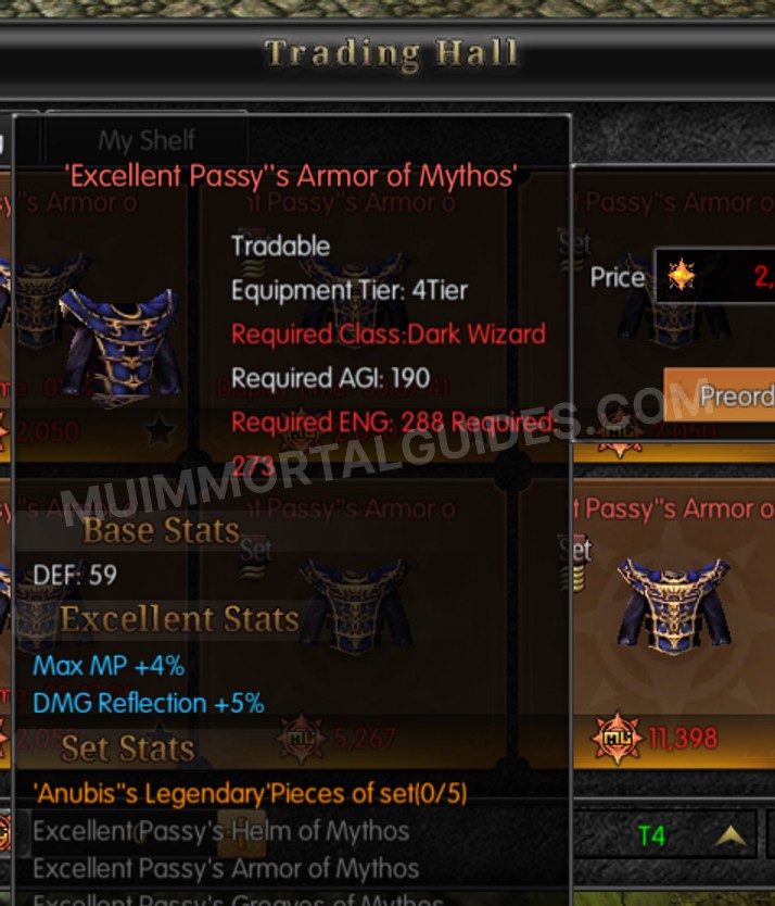 Screenshot of Excellent Passy's Armor of Mythos