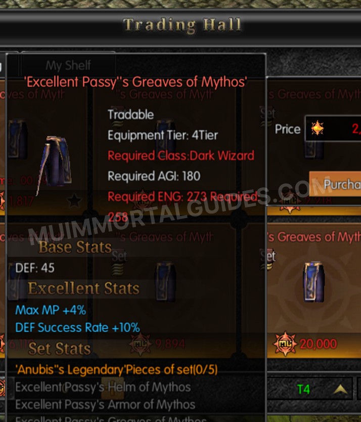 Screenshot of Excellent Passy's Greaves of Mythos