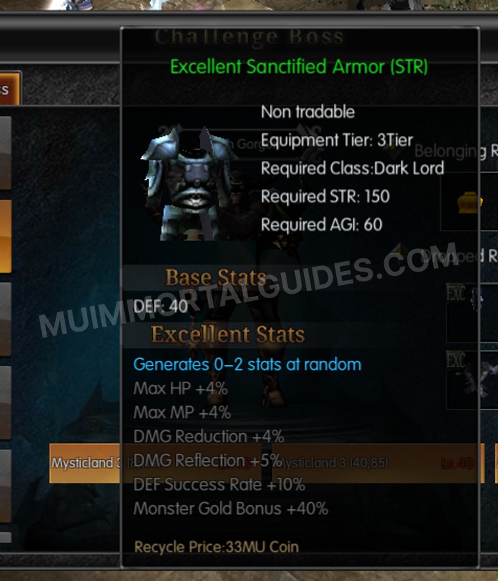 Screenshot of Excellent Sanctified Armor (STR)