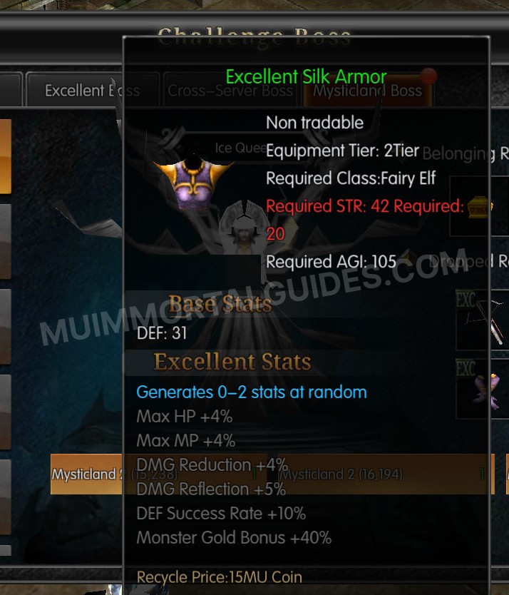 Screenshot of Excellent Silk Armor